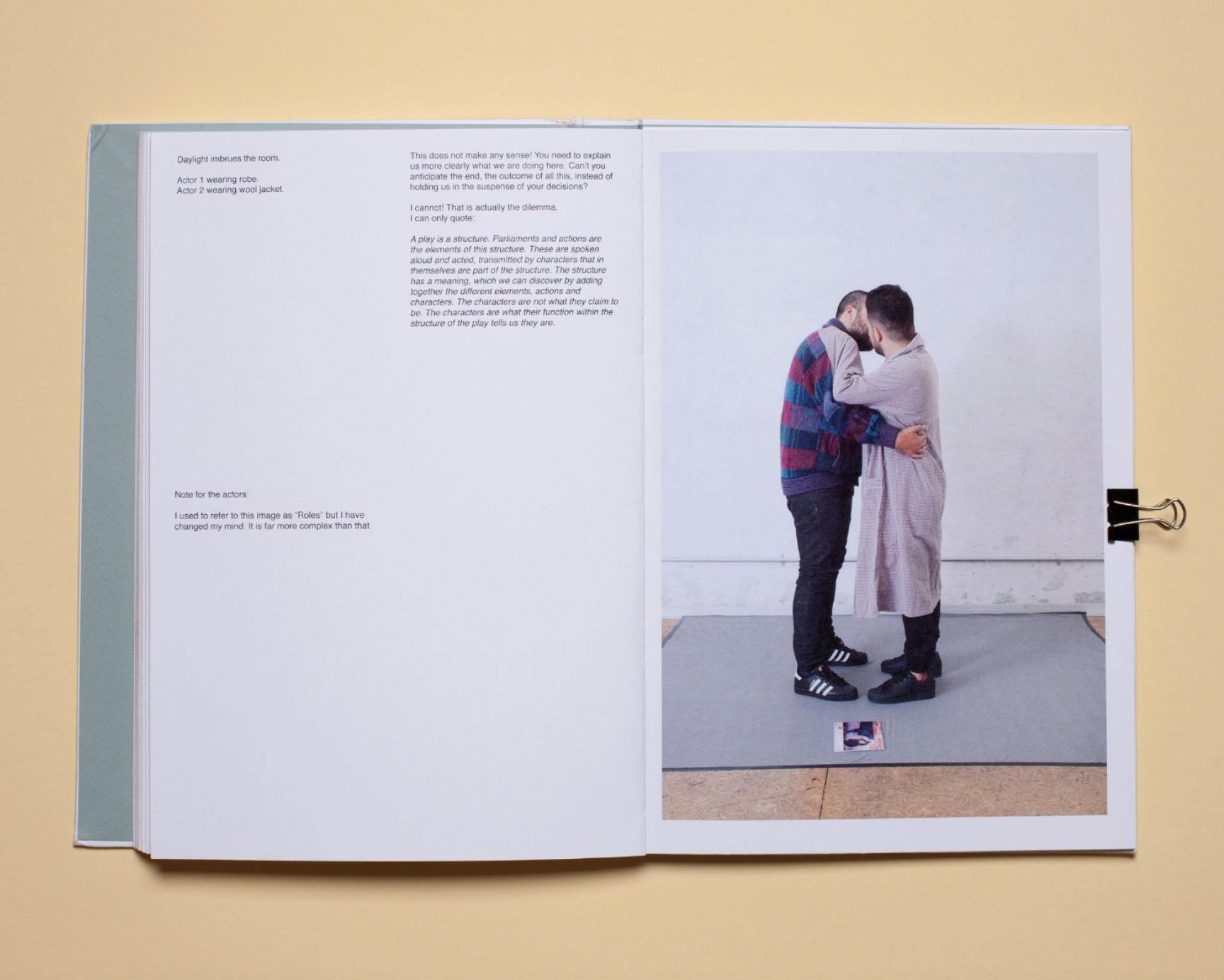 Mariela Sancari about her photobook dummy The two headed horse. Reenactment in ten acts 